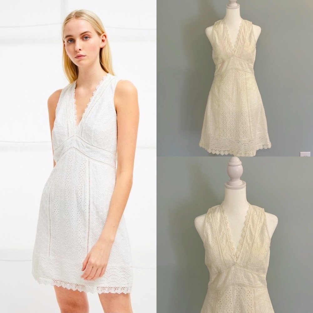 French connection eyelet dress, size 6, white, new with tags but tag fell off